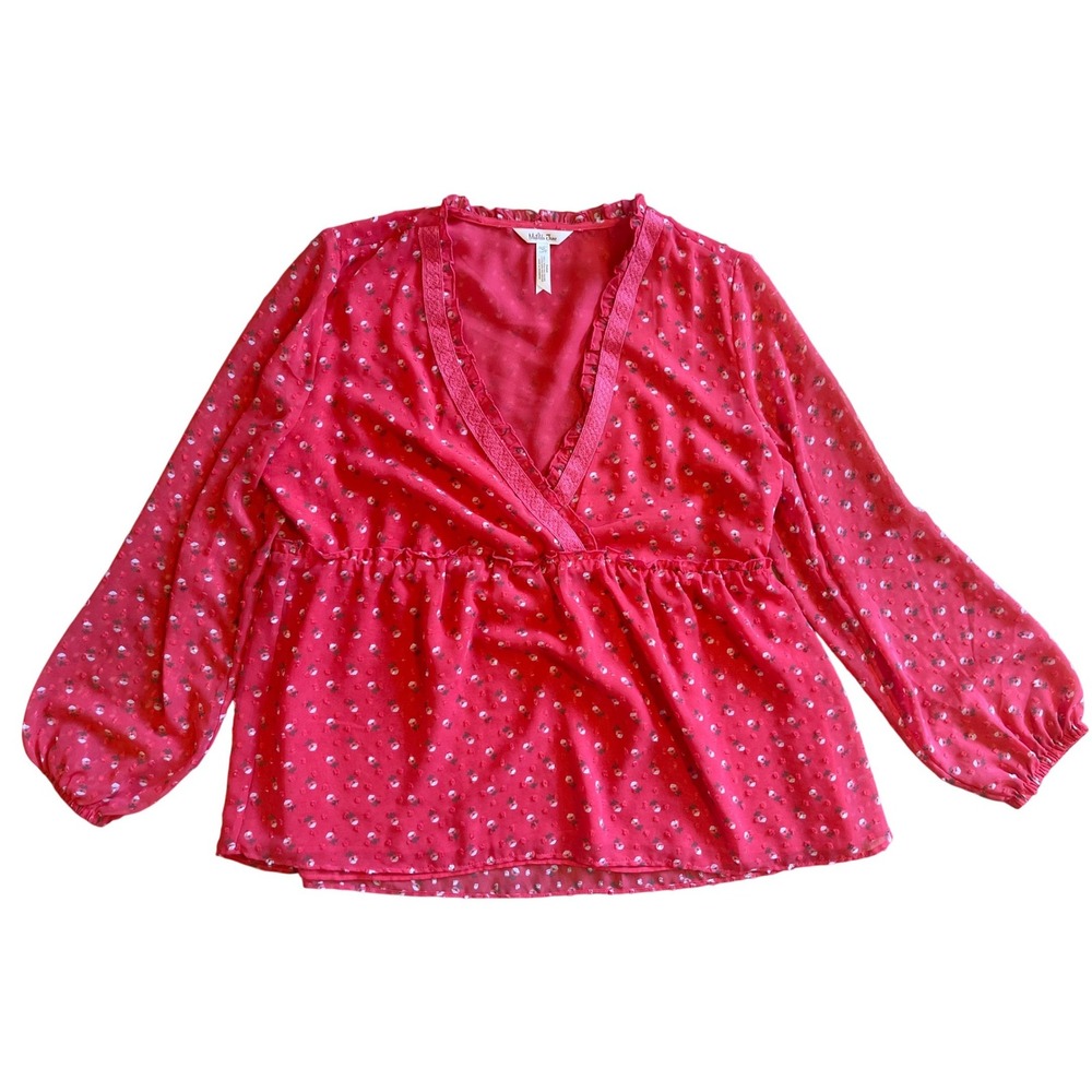 Matilda Jane Floral Clip Dot Peplum Top Long Sleeve Blouse Med 29612T Oct 2019